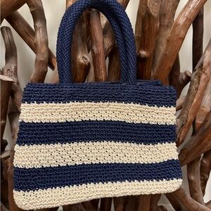The SAK Navy and Cream Striped Handbag